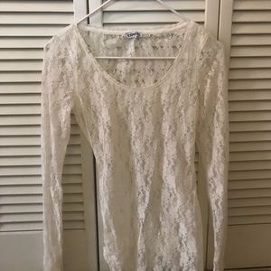 White lace long sleeve shirt
